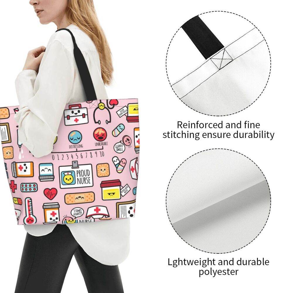 Spacious Eco-Friendly Healthcare Tote Bag with Durable Handles and Secure Zipper Closure