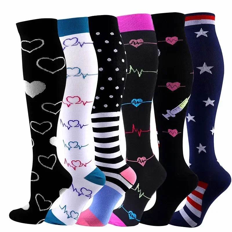 6 Pairs of Men and Women Compression Socks - Ideal for Running, Soccer, and Everyday Comfort!
