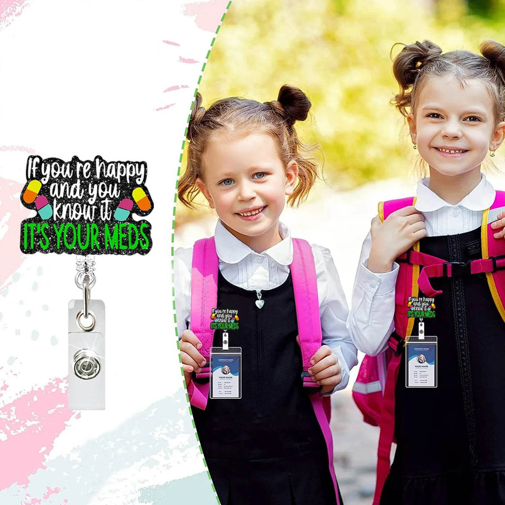 New Design 1 Piece Glitter Retractable Nurse Badge Reel Inspiring Phrase Name Tag ID Card Holder Lanyard School Office Supply