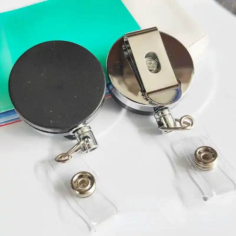 1pcs Extendable Metal Key Chain Ring Belt Clip Pull Keyring Retracting ID Card Lanyards Id Badge Holder Badge Clip 12