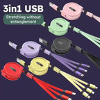3 In 1 Retractable USB Cable Fast Charging Data Cord: Great gift for the unit, or someone who always needs to borrow your charger