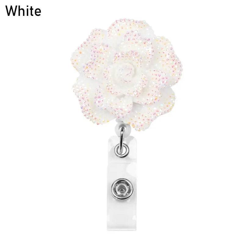 New Rose Shape Design Badge Resin Retractable Nurse ID Card white-