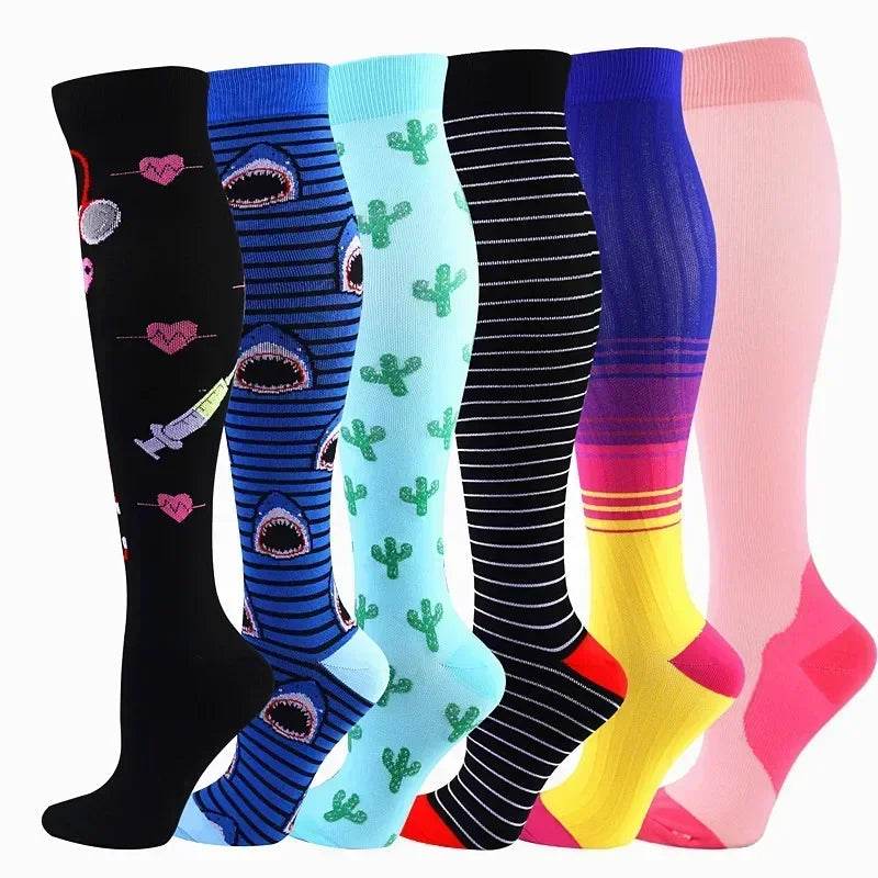 6 Pairs of Men and Women Compression Socks - Ideal for Running, Soccer, and Everyday Comfort!
