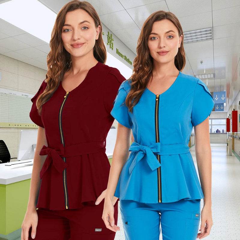 Short Sleeve Women's Scrub Tops for Work Medical Uniforms for Surgery