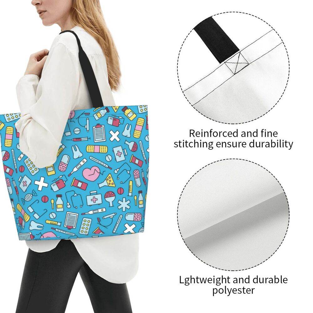 Spacious Eco-Friendly Healthcare Tote Bag with Durable Handles and Secure Zipper Closure