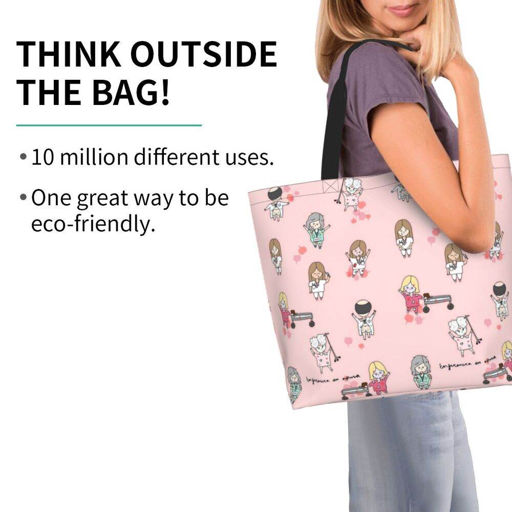 Spacious Eco-Friendly Healthcare Tote Bag with Durable Handles and Secure Zipper Closure