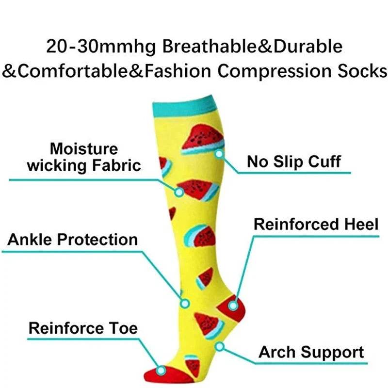 Compression Socks For Men Women To Resist Fatigue Varicose Edema Knee Height Of 20-30mmHg Running Basketball Hiking Sports Socks
