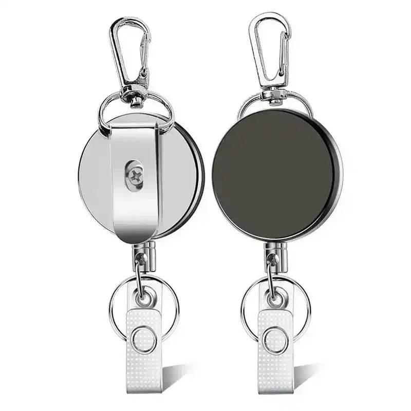1pcs Extendable Metal Key Chain Ring Belt Clip Pull Keyring Retracting ID Card Lanyards Id Badge Holder Badge Clip 7