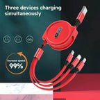 3-in-1 Retractable USB Cable: Fast Charging &amp; Data Sync for iPhone, Samsung, Huawei, Xiaomi – Multi-Port Magic!
