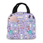 Portable Nurse Bag Insulated Lunch Bags Women Cute Nurse Print Food Case Tote Cooler Bento Bag for Kids Lunch Pouch 7