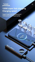 High Capacity Power Bank, Fast Charging 120W: 10000mAh, 30000mAh, 500000mAh, Portable Battery Charger for iPhone, Samsung, Huawei Phones