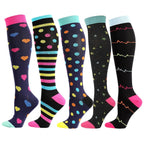 5 Pairs Sport Athletic Compression Socks for Men Women