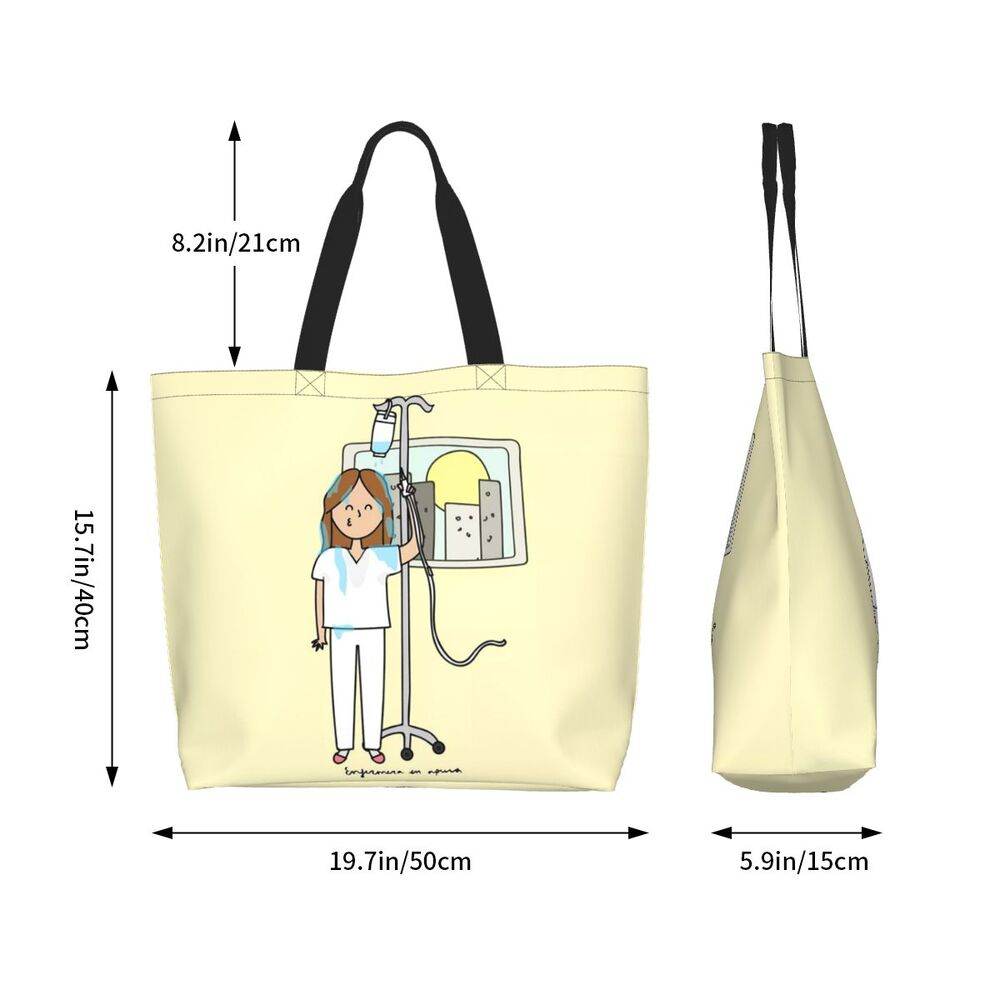 Spacious Eco-Friendly Healthcare Tote Bag with Durable Handles and Secure Zipper Closure