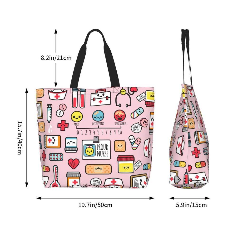 Spacious Eco-Friendly Healthcare Tote Bag with Durable Handles and Secure Zipper Closure