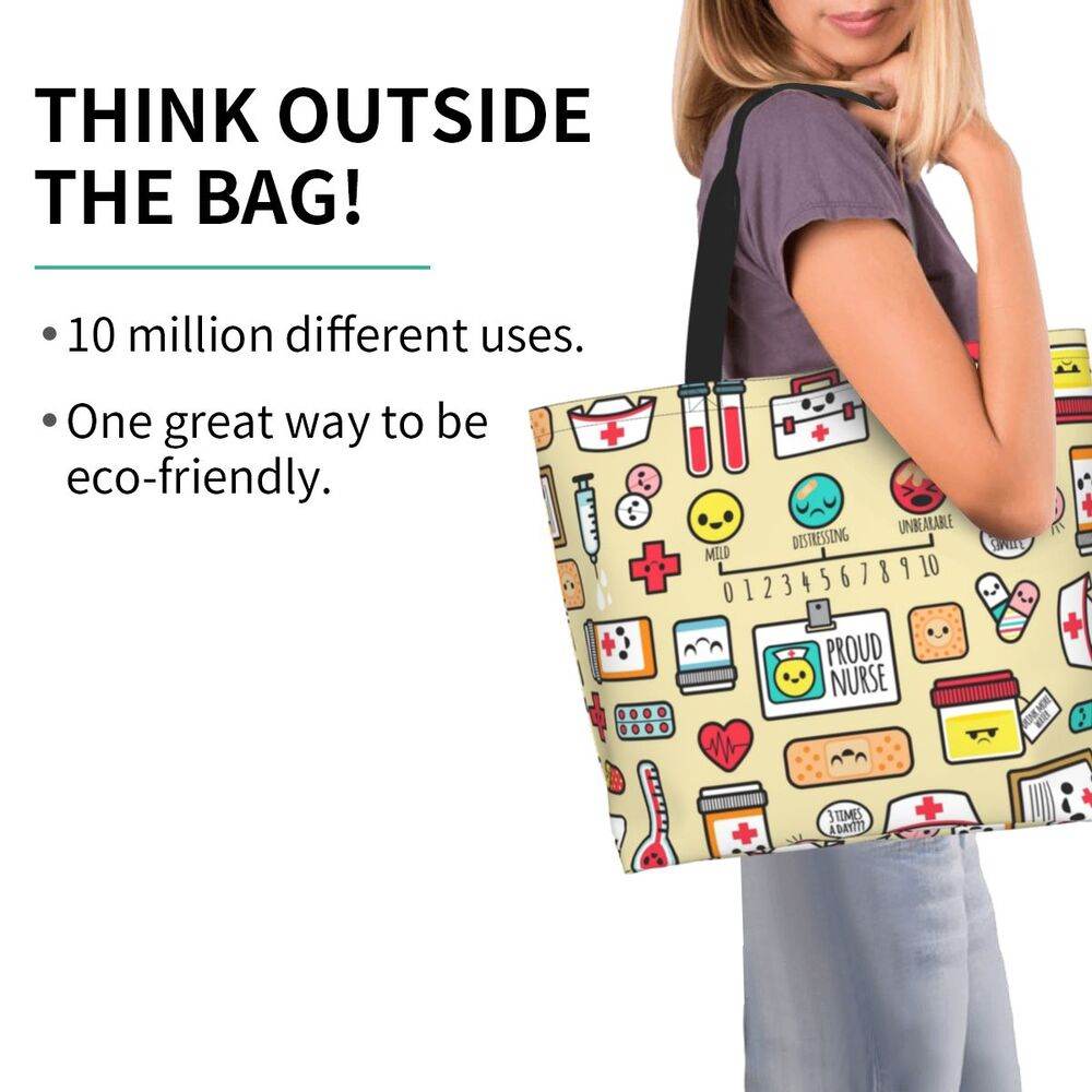 Spacious Eco-Friendly Healthcare Tote Bag with Durable Handles and Secure Zipper Closure