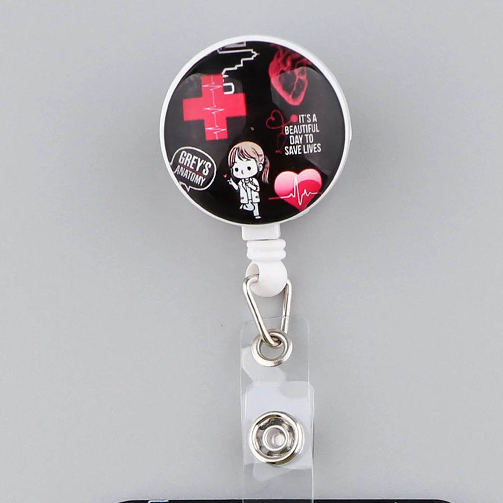 CB693 Grey's Anatomy Cartoon Pattern Retractable Nurse Badge Reel Holder Doctor Student ID Card Holder Exhibition Holder 3