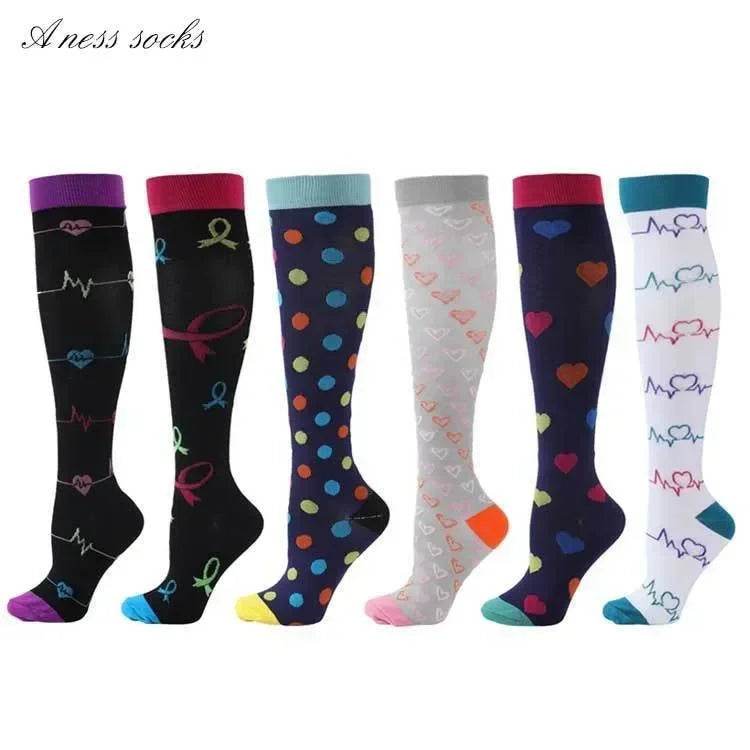 6 Pairs of Men and Women Compression Socks - Ideal for Running, Soccer, and Everyday Comfort!
