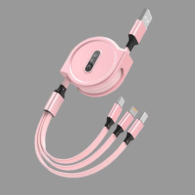 3-in-1 Retractable USB Cable: Fast Charging &amp; Data Sync for iPhone, Samsung, Huawei, Xiaomi – Multi-Port Magic! 02 1M