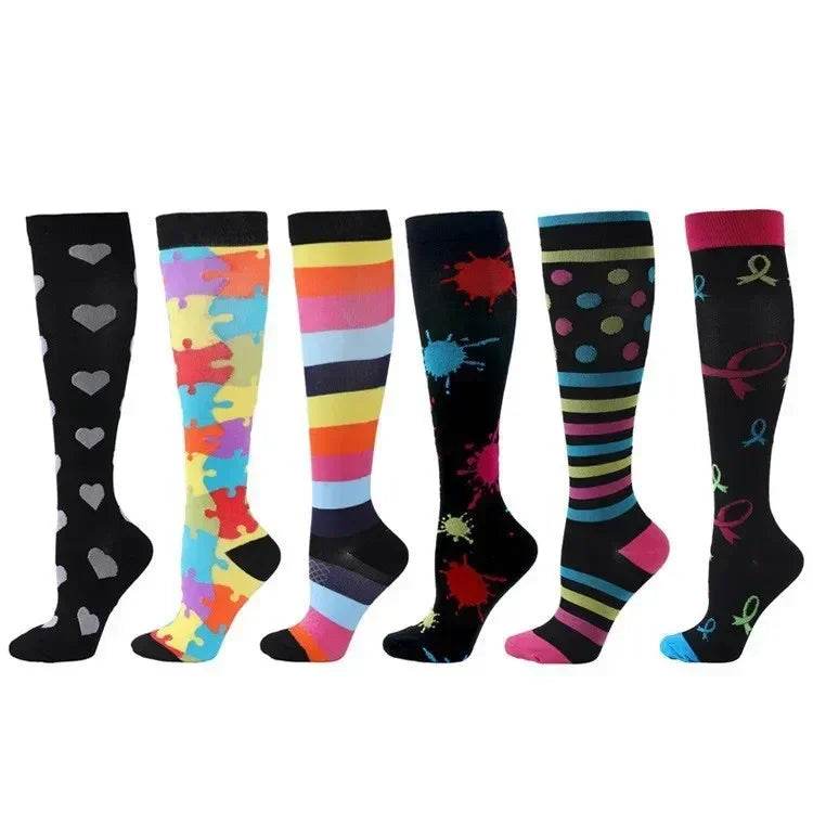 6 Pairs of Men and Women Compression Socks - Ideal for Running, Soccer, and Everyday Comfort!