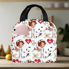 Portable Lunch Bag with Cartoon Nurse Design | Thermal Insulated Tote for Bento, School, and Food Storage
