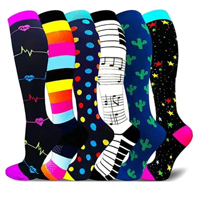 6 Pairs of Men and Women Compression Socks - Ideal for Running, Soccer, and Everyday Comfort!