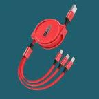 3 In 1 Retractable USB Cable Fast Charging Data Cord: Great gift for the unit, or someone who always needs to borrow your charger 01 1M