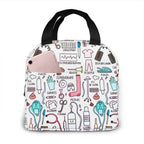 Portable Nurse Bag Insulated Lunch Bags Women Cute Nurse Print Food Case Tote Cooler Bento Bag for Kids Lunch Pouch 1