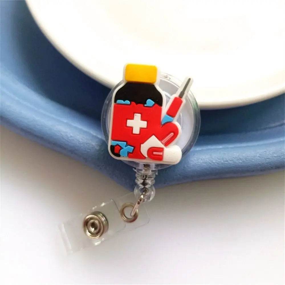ID Card Holder Nurse Badge Reel Name Tag Chest Card Retractable Badge Holder Exhibition Card Work Card Easy Pull Buckle 6