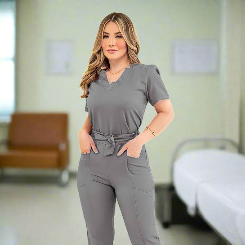 Scrub Uniform for Women – Stretchy Doctor & Nurse Scrubs Sets - Healthcare Vibes Gray