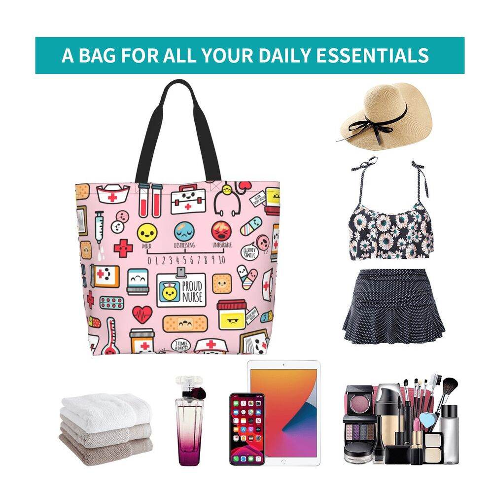 Spacious Eco-Friendly Healthcare Tote Bag with Durable Handles and Secure Zipper Closure