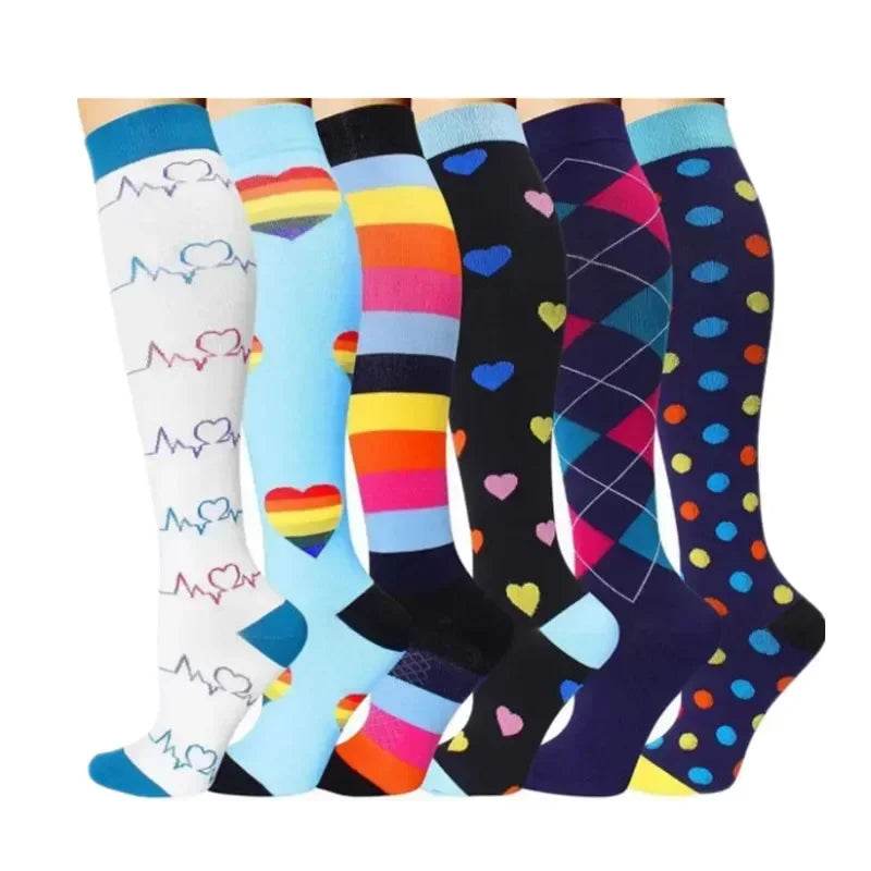6 Pairs of Men and Women Compression Socks - Ideal for Running, Soccer, and Everyday Comfort!