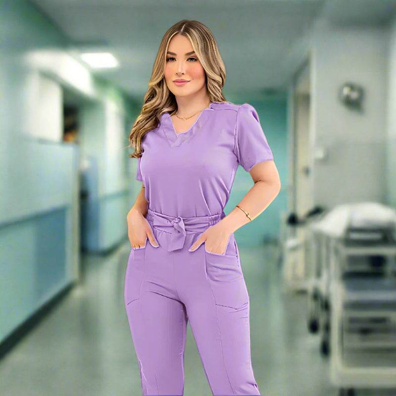 Scrub Uniform for Women – Stretchy Doctor & Nurse Scrubs Sets - Healthcare Vibes Light purple