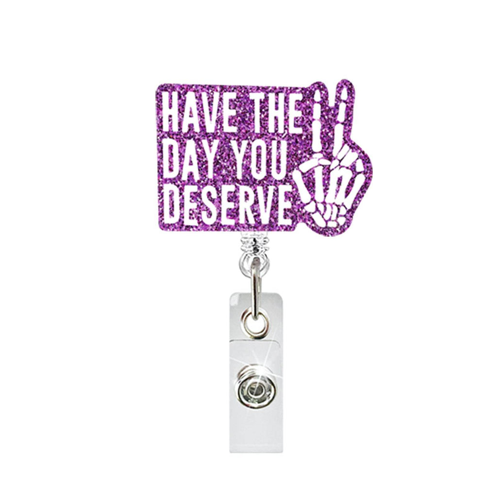 New Design 1 Piece Glitter Retractable Nurse Badge Reel Inspiring Phrase Name Tag ID Card Holder Lanyard School Office Supply
