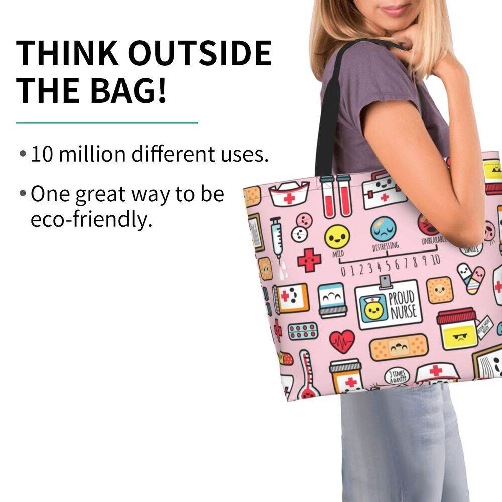 Spacious Eco-Friendly Healthcare Tote Bag with Durable Handles and Secure Zipper Closure