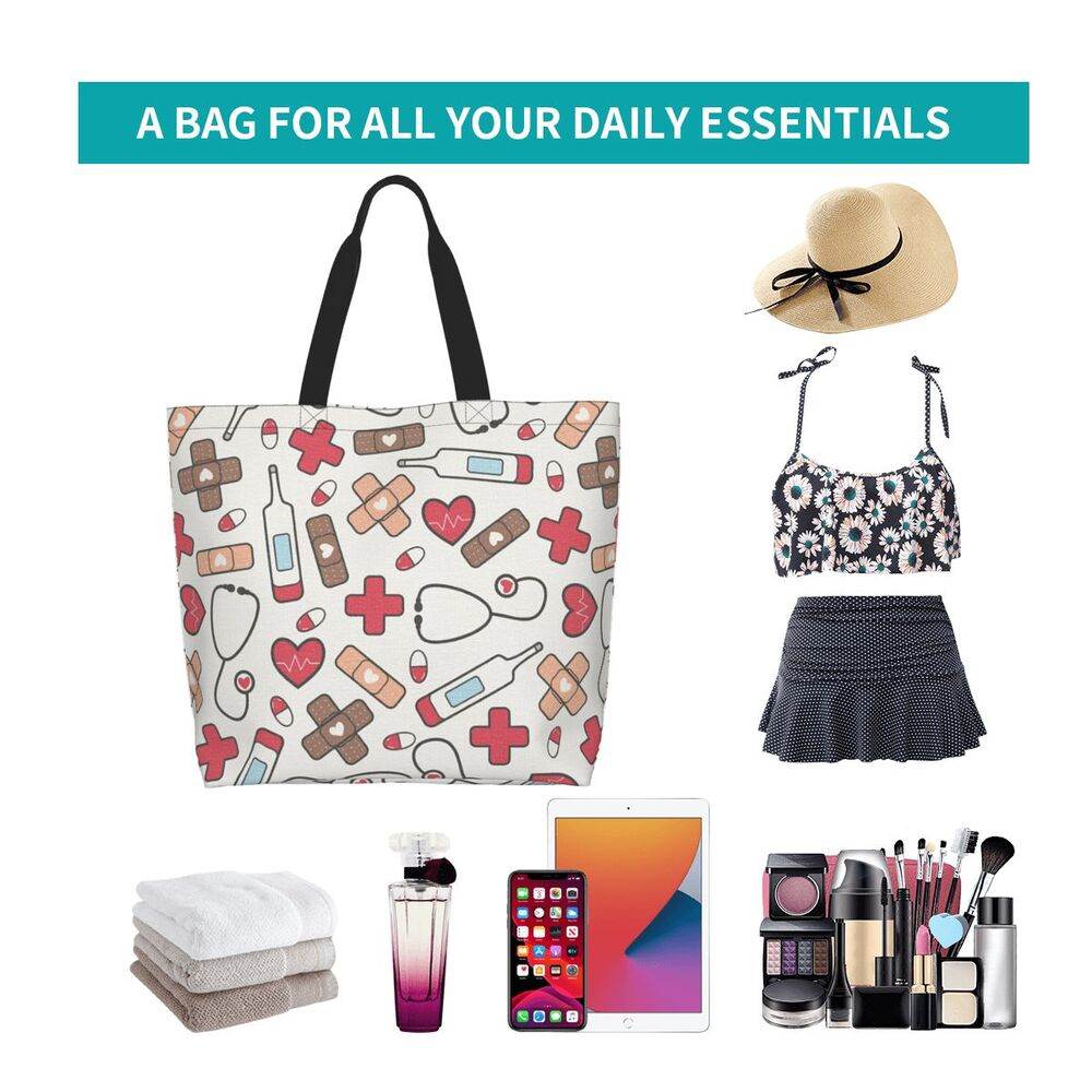 Spacious Eco-Friendly Healthcare Tote Bag with Durable Handles and Secure Zipper Closure