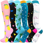 6 Pairs of Men and Women Compression Socks - Ideal for Running, Soccer, and Everyday Comfort!