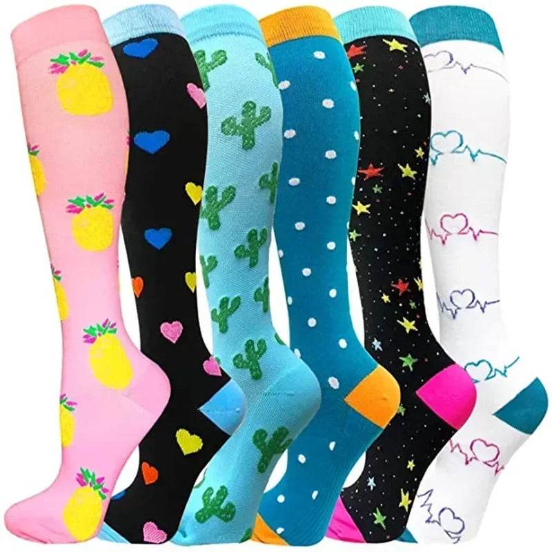 6 Pairs of Men and Women Compression Socks - Ideal for Running, Soccer, and Everyday Comfort!