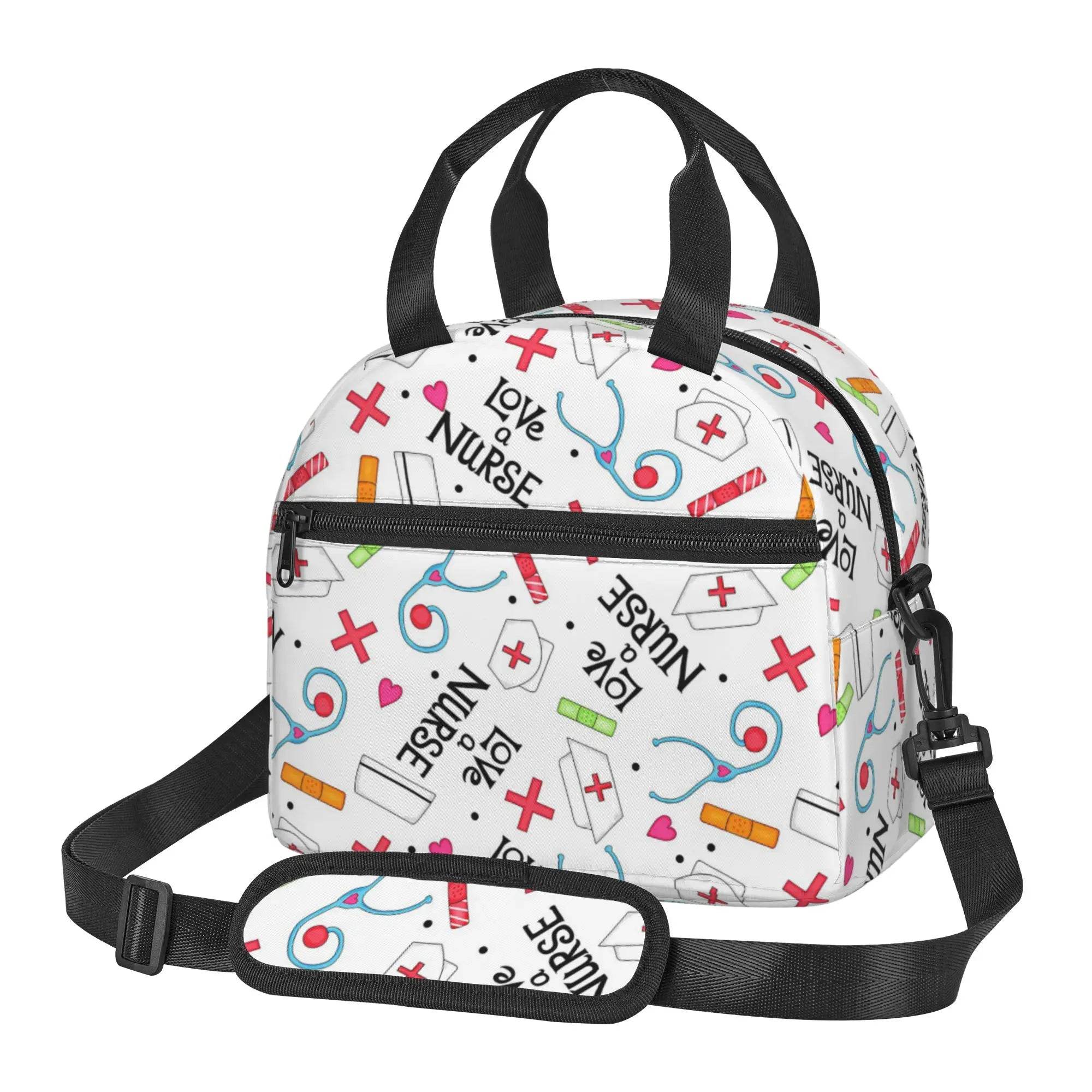Keep your food fresh and fun with this delightful insulated lunch bag adorned with cute nurse-themed prints 19