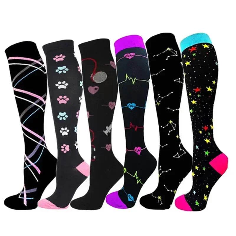 6 Pairs of Men and Women Compression Socks - Ideal for Running, Soccer, and Everyday Comfort!