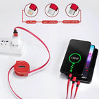 3-in-1 Retractable USB Cable: Fast Charging &amp; Data Sync for iPhone, Samsung, Huawei, Xiaomi – Multi-Port Magic!