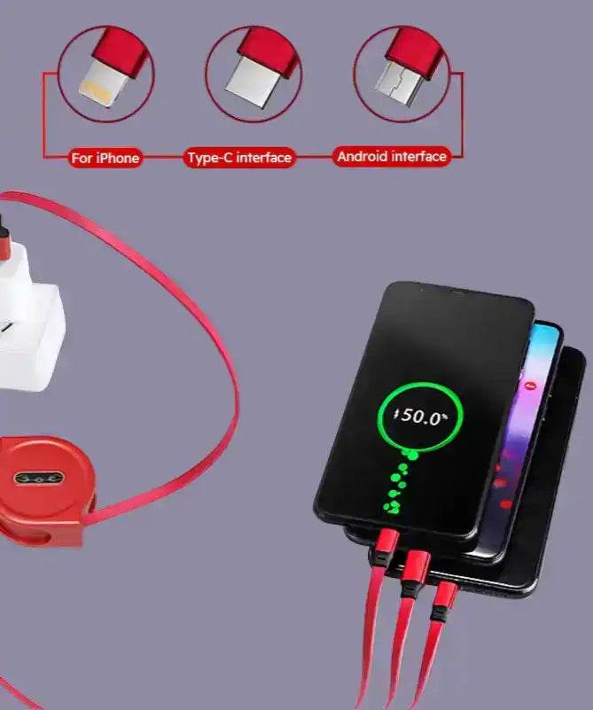 3 In 1 Retractable USB Cable Fast Charging Data Cord: Great gift for the unit, or someone who always needs to borrow your charger