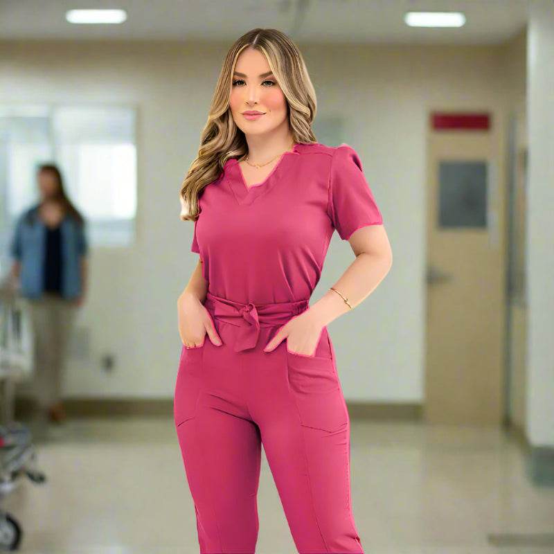 Scrub Uniform for Women – Stretchy Doctor & Nurse Scrubs Sets - Healthcare Vibes Rose red