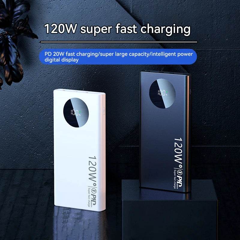 High Capacity Power Bank, Fast Charging 120W: 10000mAh, 30000mAh, 500000mAh, Portable Battery Charger for iPhone, Samsung, Huawei Phones