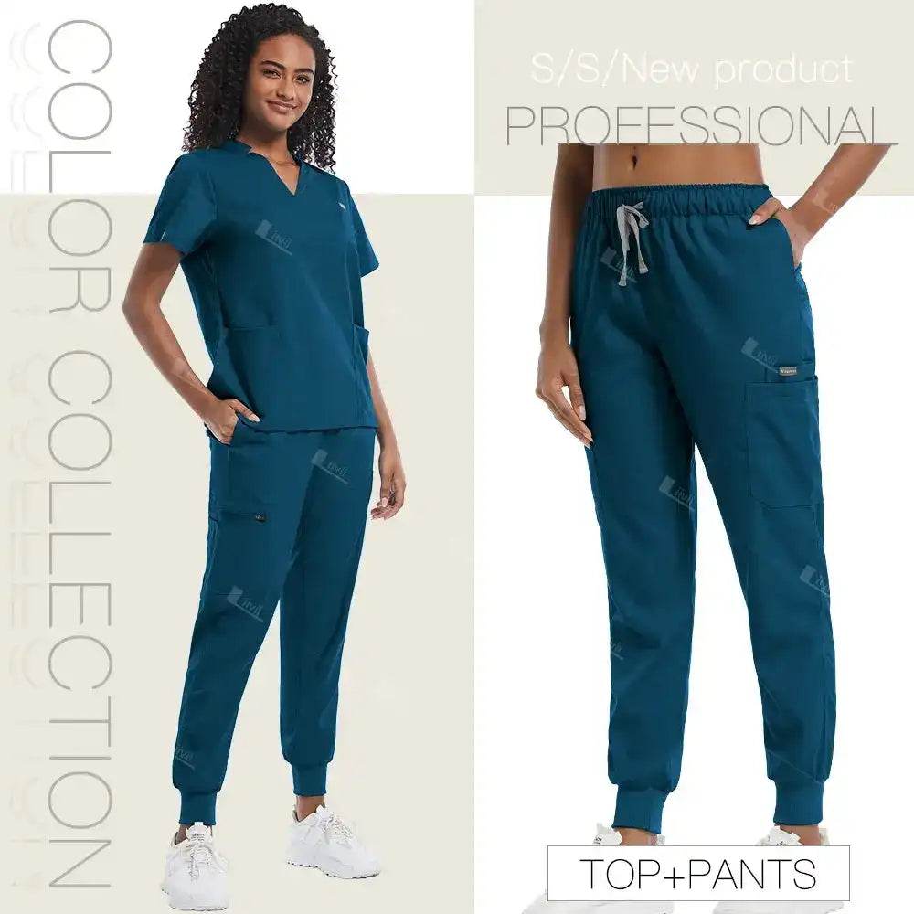 Unisex Medical Scrubs - Soft Fabric Clinical Workwear for Healthcare Vibes 42032-Caribbean Blue