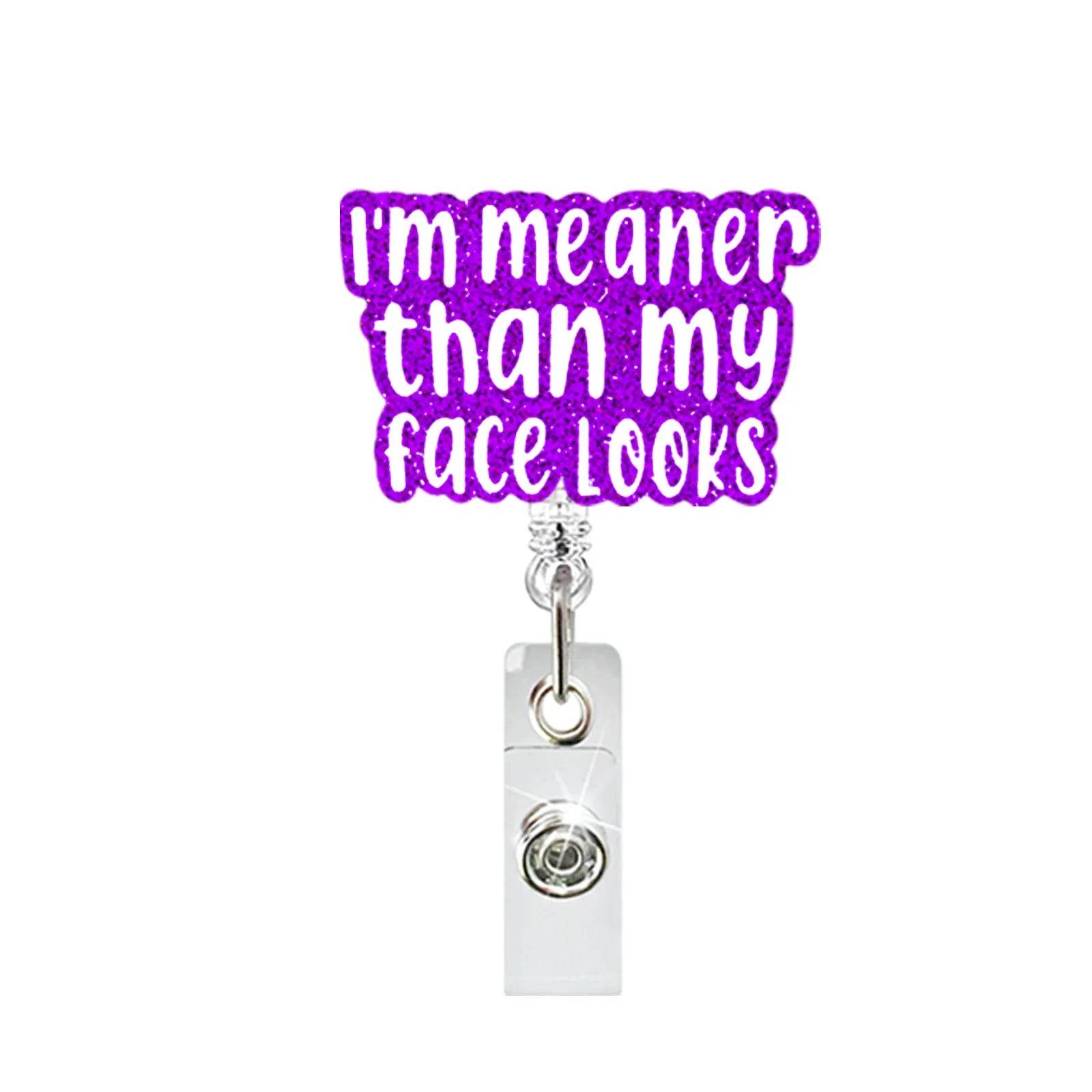 New Design 1 Piece Glitter Retractable Nurse Badge Reel Inspiring Phrase Name Tag ID Card Holder Lanyard School Office Supply 9