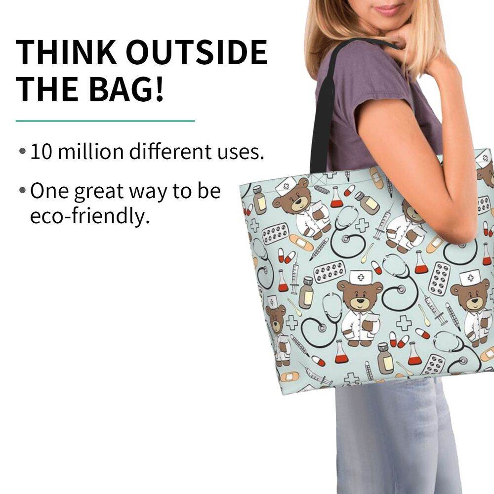 Spacious Eco-Friendly Healthcare Tote Bag with Durable Handles and Secure Zipper Closure