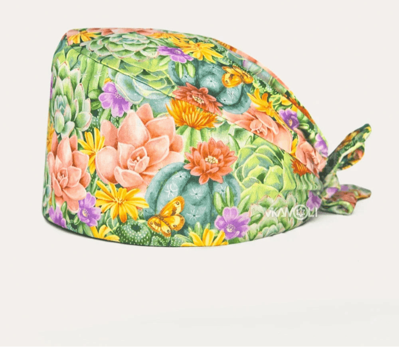 Check out these the Flower-Printed OR Caps! You know, because nothing says 'I'm a professional' like wearing a cap that looks like a garden party exploded on your head hat 14 One Size