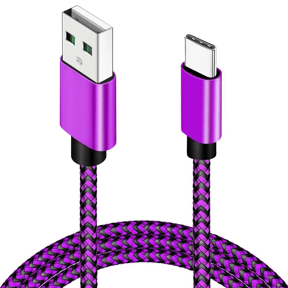 USB Type C Cable Date Sync 2.4A Fast Charging 1M 4Pack Nylon Braided Wire Charger Cable For Samsung Huawei Android Mobile Phone 1piece purple