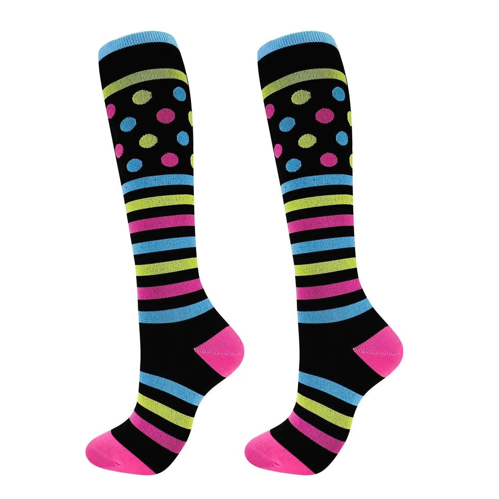 Compression Socks Women Men Knee Stocking 20-30mmHg Edema Diabetes Varicose Veins Nurse Compression Running Cycling Travel Socks Dots