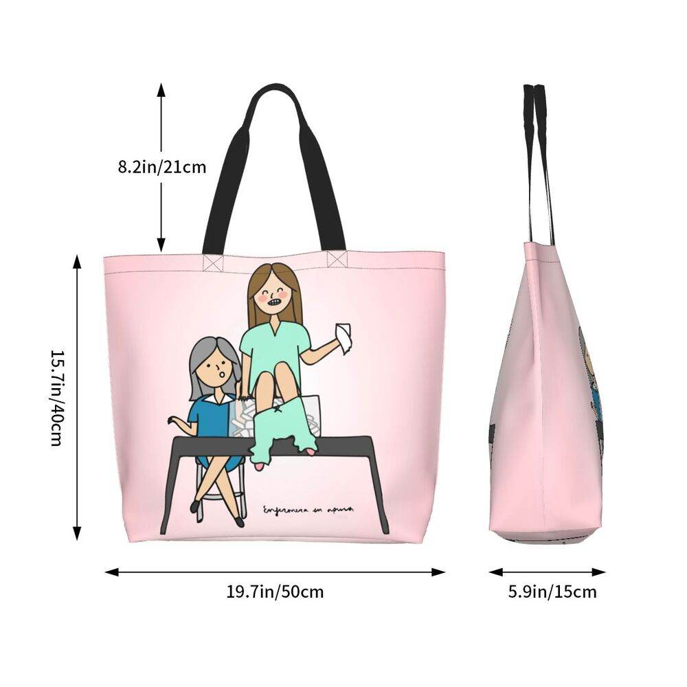 Spacious Eco-Friendly Healthcare Tote Bag with Durable Handles and Secure Zipper Closure